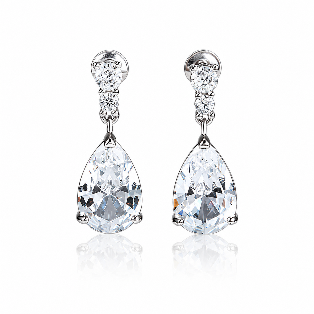 Pear Shaped Crystal Drop Earrings