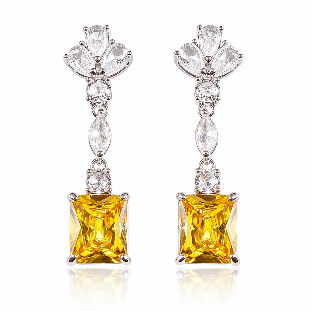 Yellow Crystal Drop Earrings