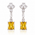 Yellow Crystal Drop Earrings