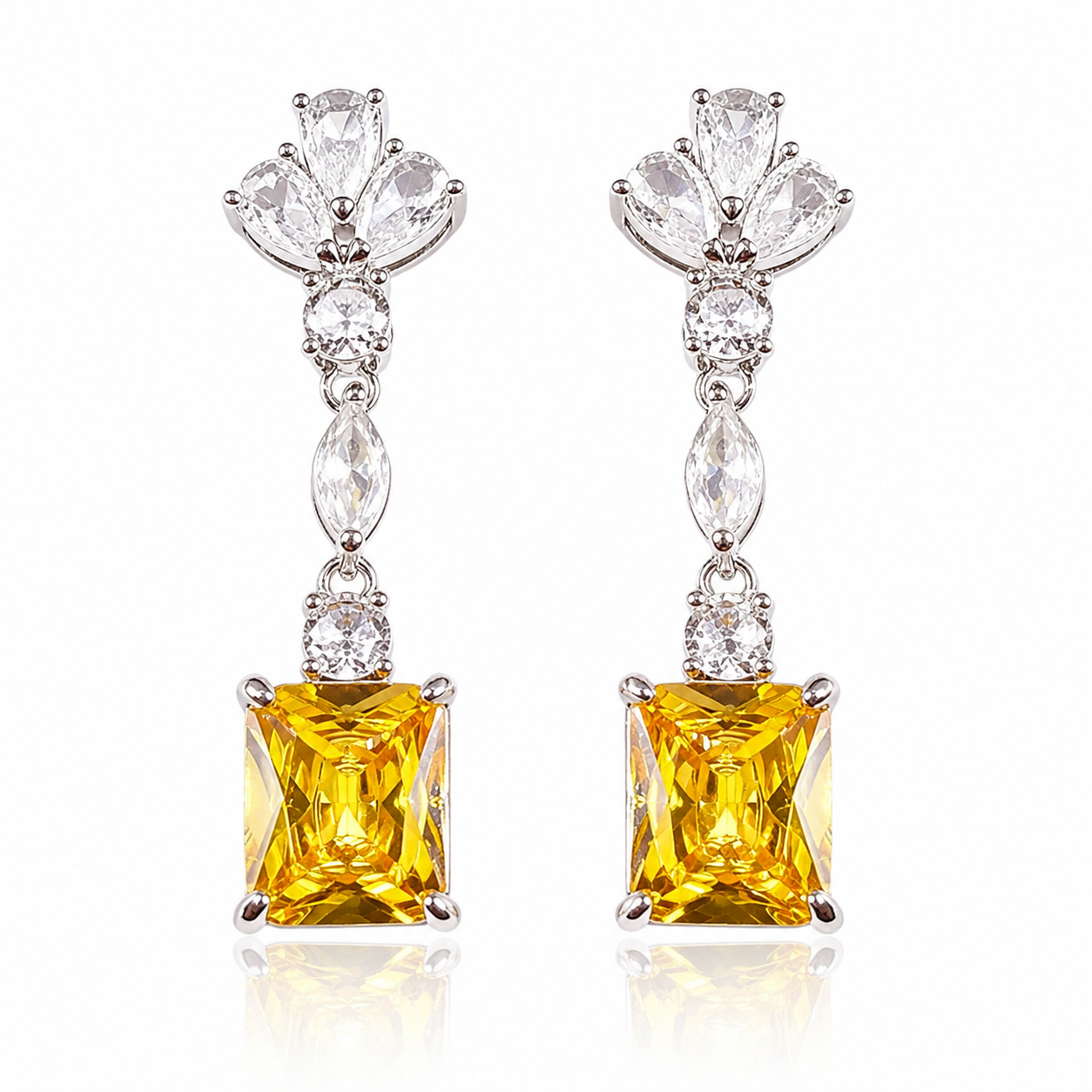 Yellow Crystal Drop Earrings