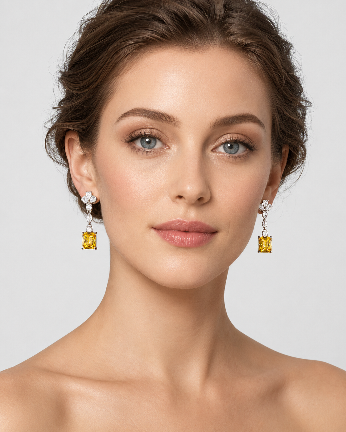 Yellow Crystal Drop Earrings
