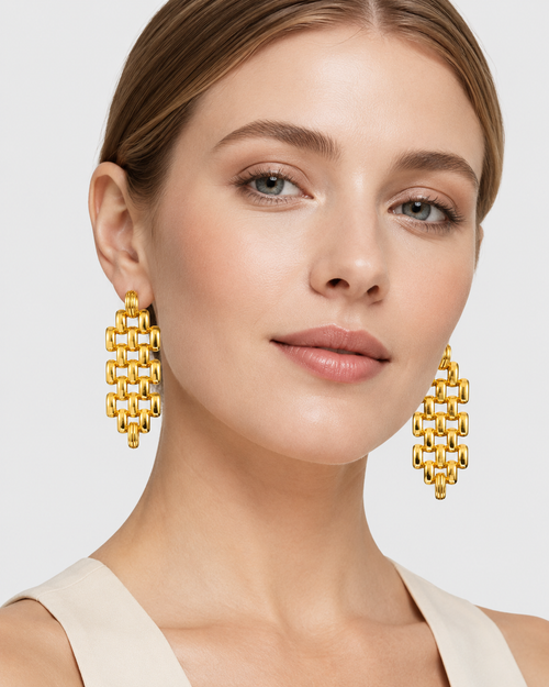 Chain Mail Gold Drop Earrings