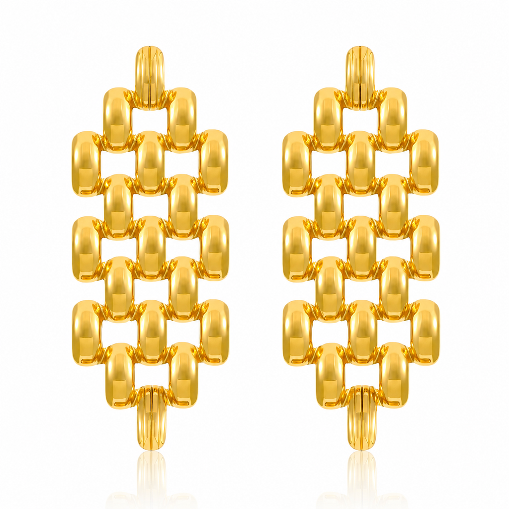 Chain Mail Gold Drop Earrings