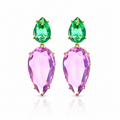 Lilac & Peridot Crystal Drop Earrings