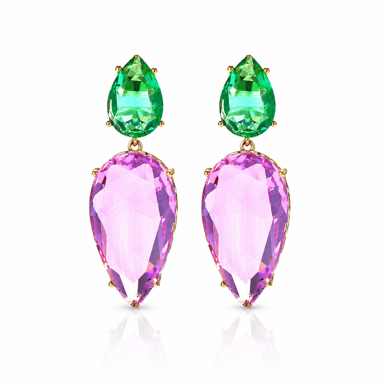Lilac & Peridot Crystal Drop Earrings