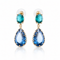 Blue Zircon & Sapphire Crystal Drop Earrings