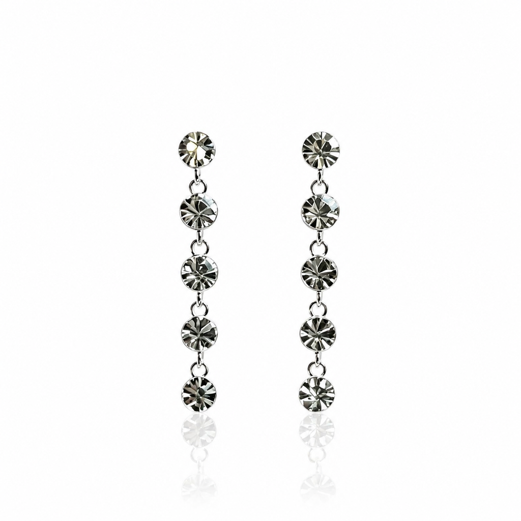 Five-Crystal Drop Earrings