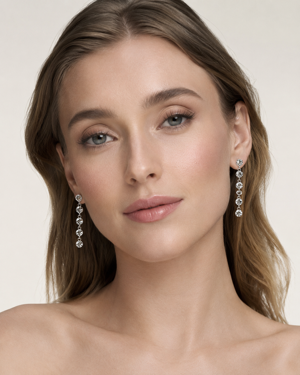 Five-Crystal Drop Earrings