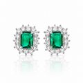 Emerald & Crystal Stud Earrings