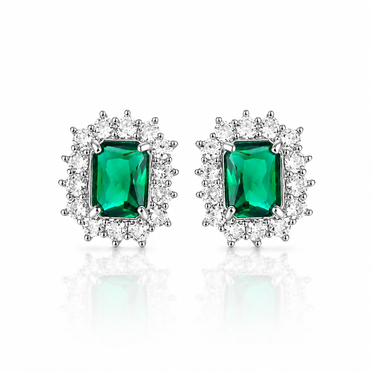 Emerald & Crystal Stud Earrings