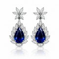 Clear & Montana Blue Teardrop Crystal Earrings