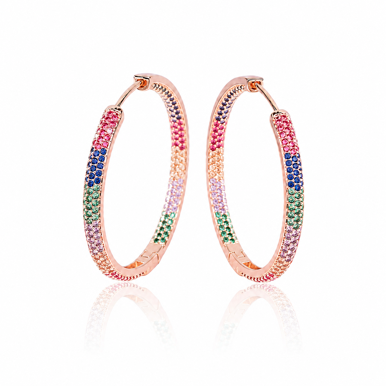 Multi-Coloured Crystal Hoop Earrings
