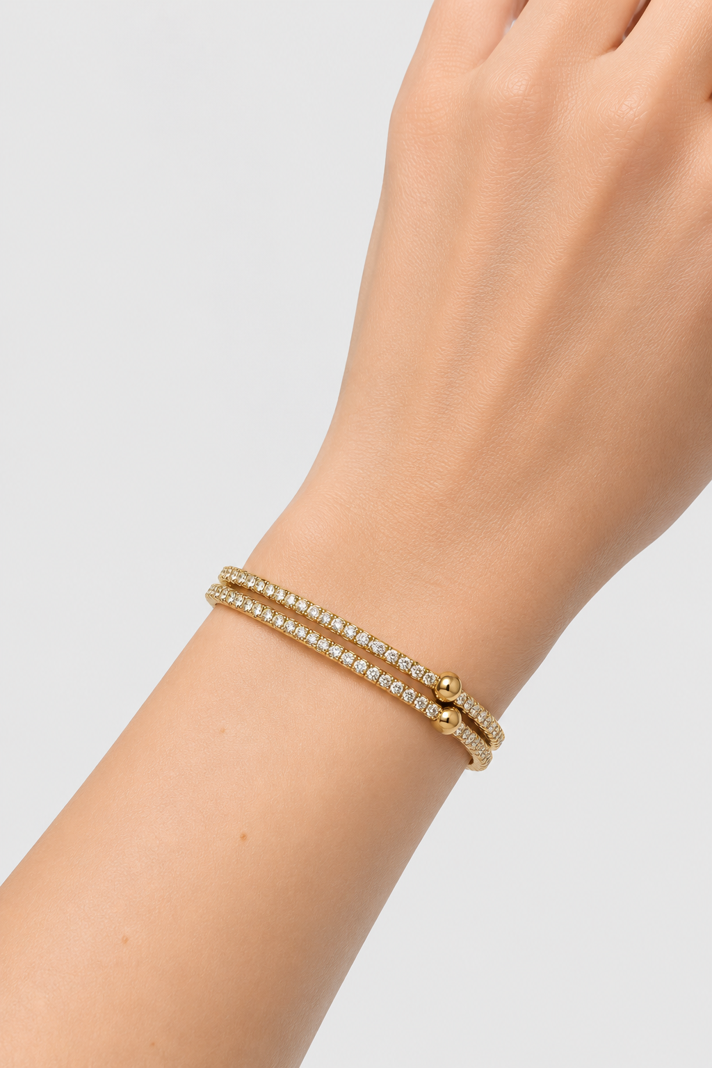 Wraparound Crystal & Gold Bangle