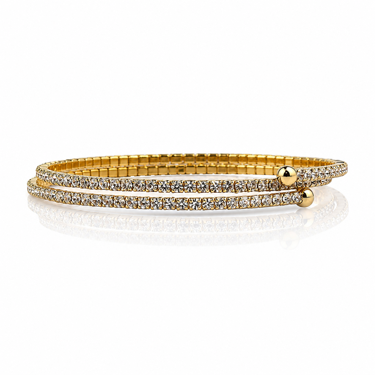 Wraparound Crystal & Gold Bangle