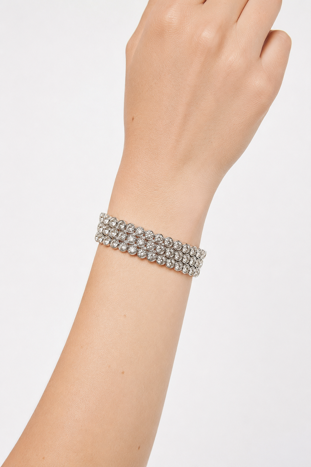Wraparound Silver & Crystal Bangle