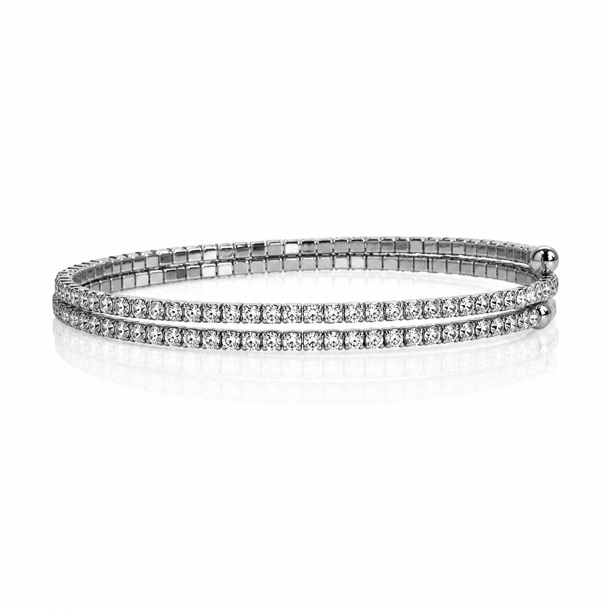 Wraparound Crystal & Silver Bangle